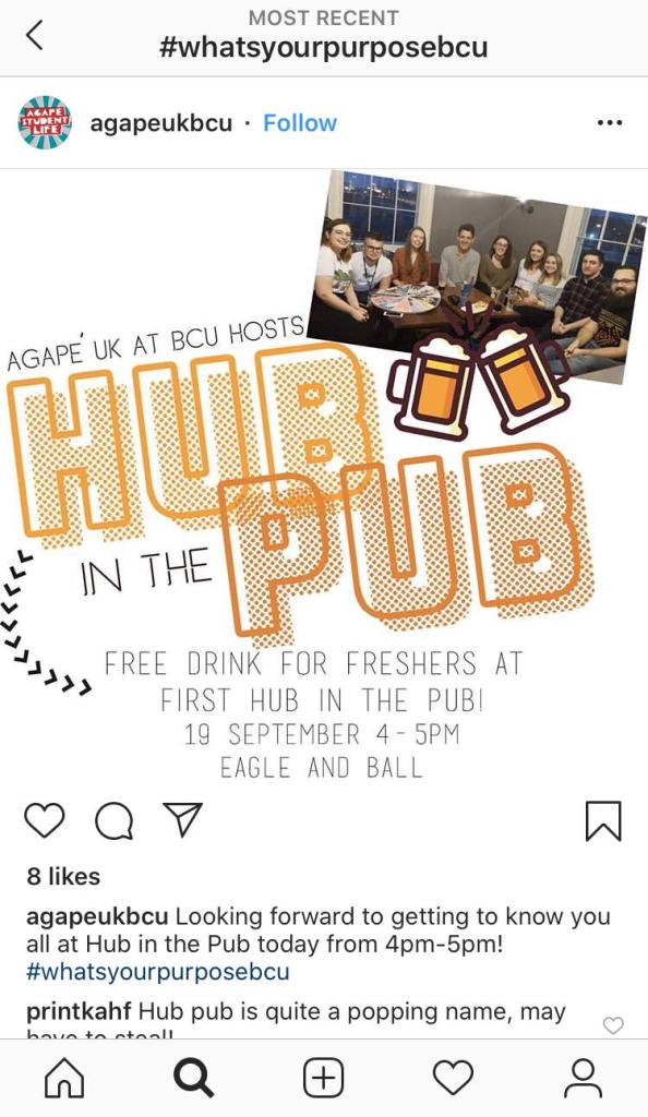 Instagram BCU Hub in the Pub 2019