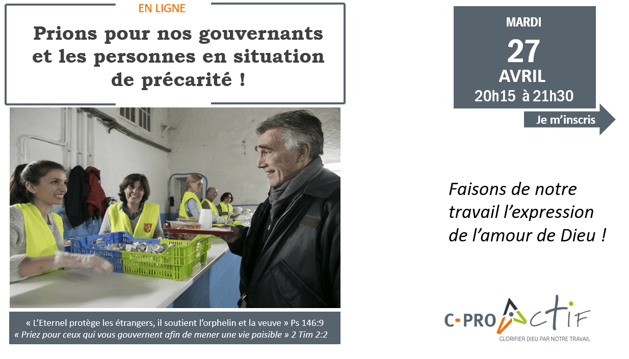 visuel soiree de prière pour les grouvernants et les personnes précaires